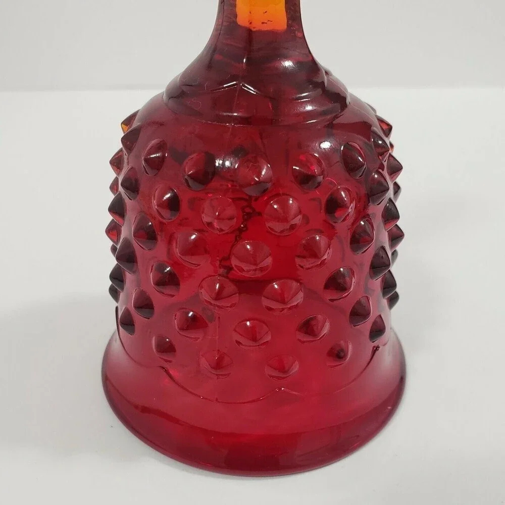Vintage Fenton Ruby Red Amberina Hobnail Bell Glass Bell - Picture 3 of 8